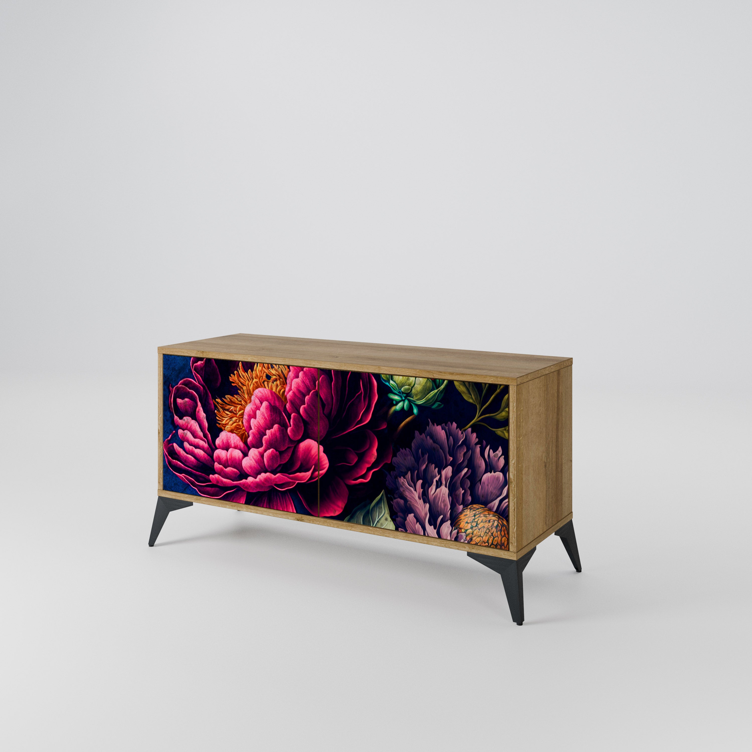 BLOOMING ELEGANCE Compact 2-Door TV Cabinet