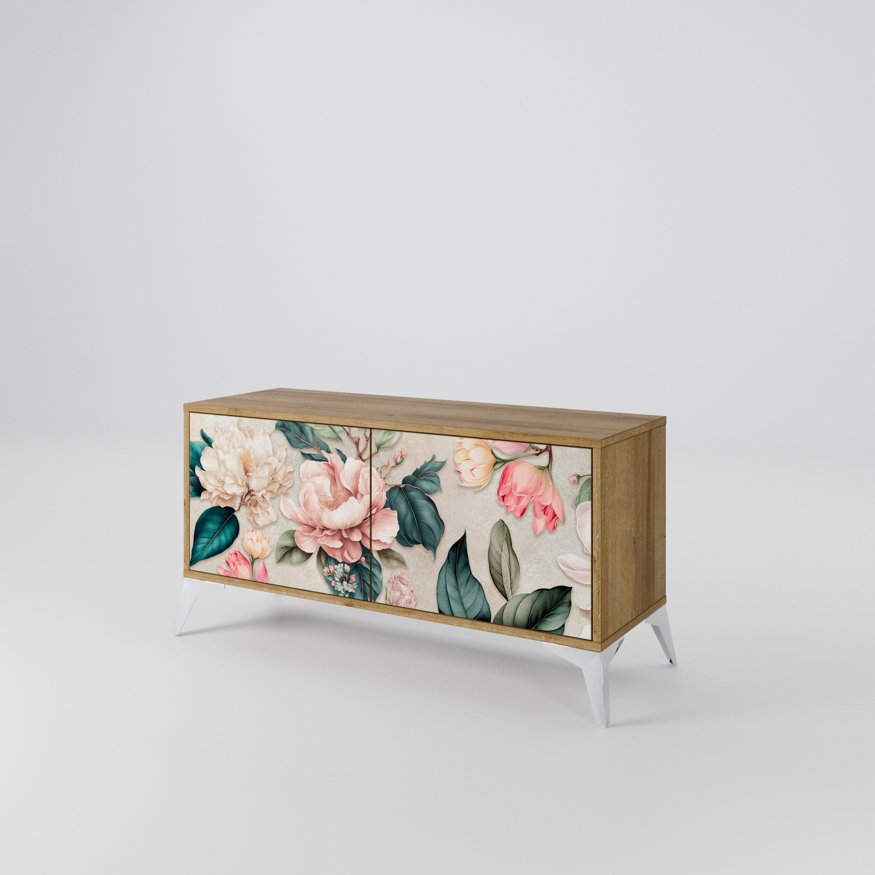 FLORAL GRACE Compact 2-Door TV Cabinet