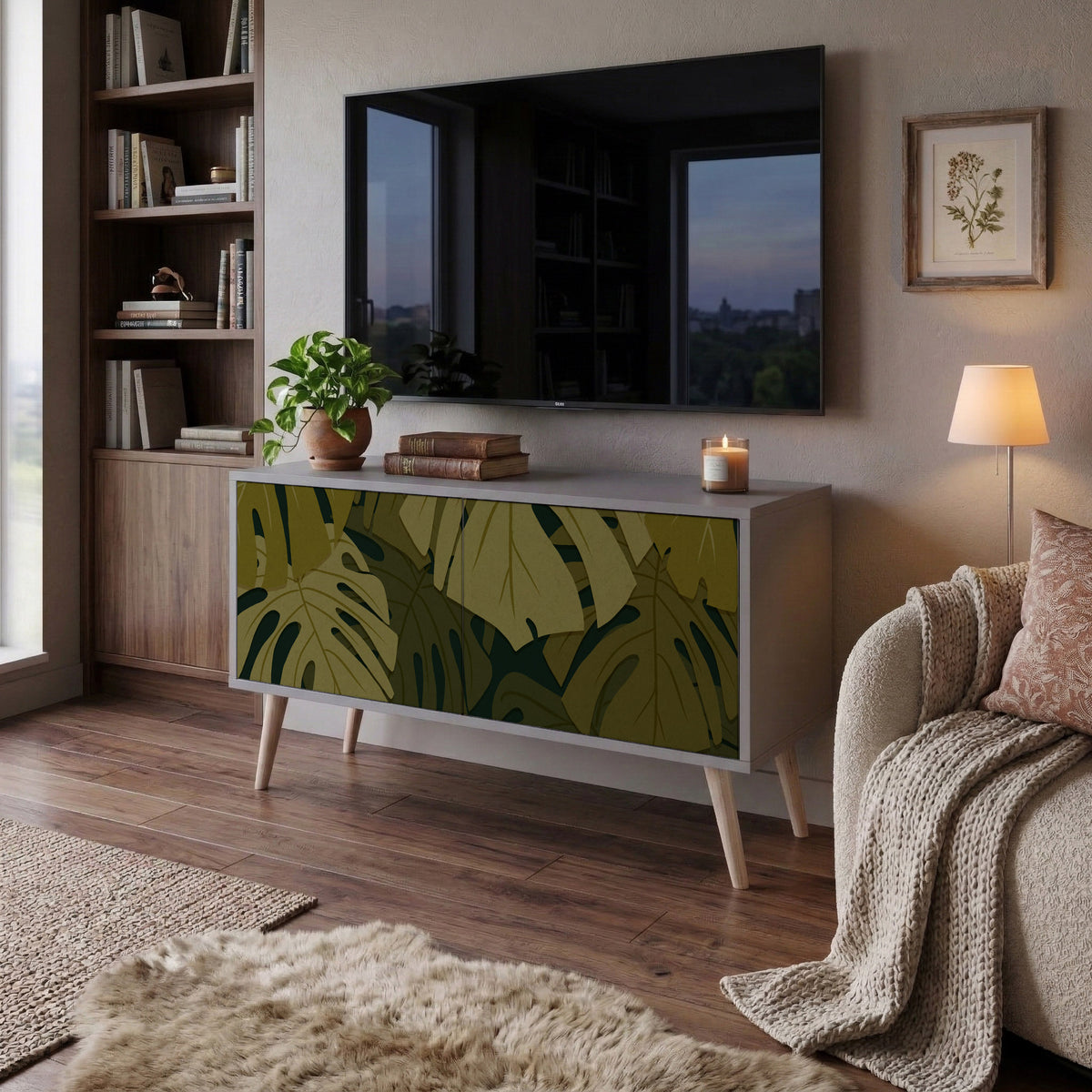 TROPICAL BEAUTY Compact 2-Door TV Cabinet
