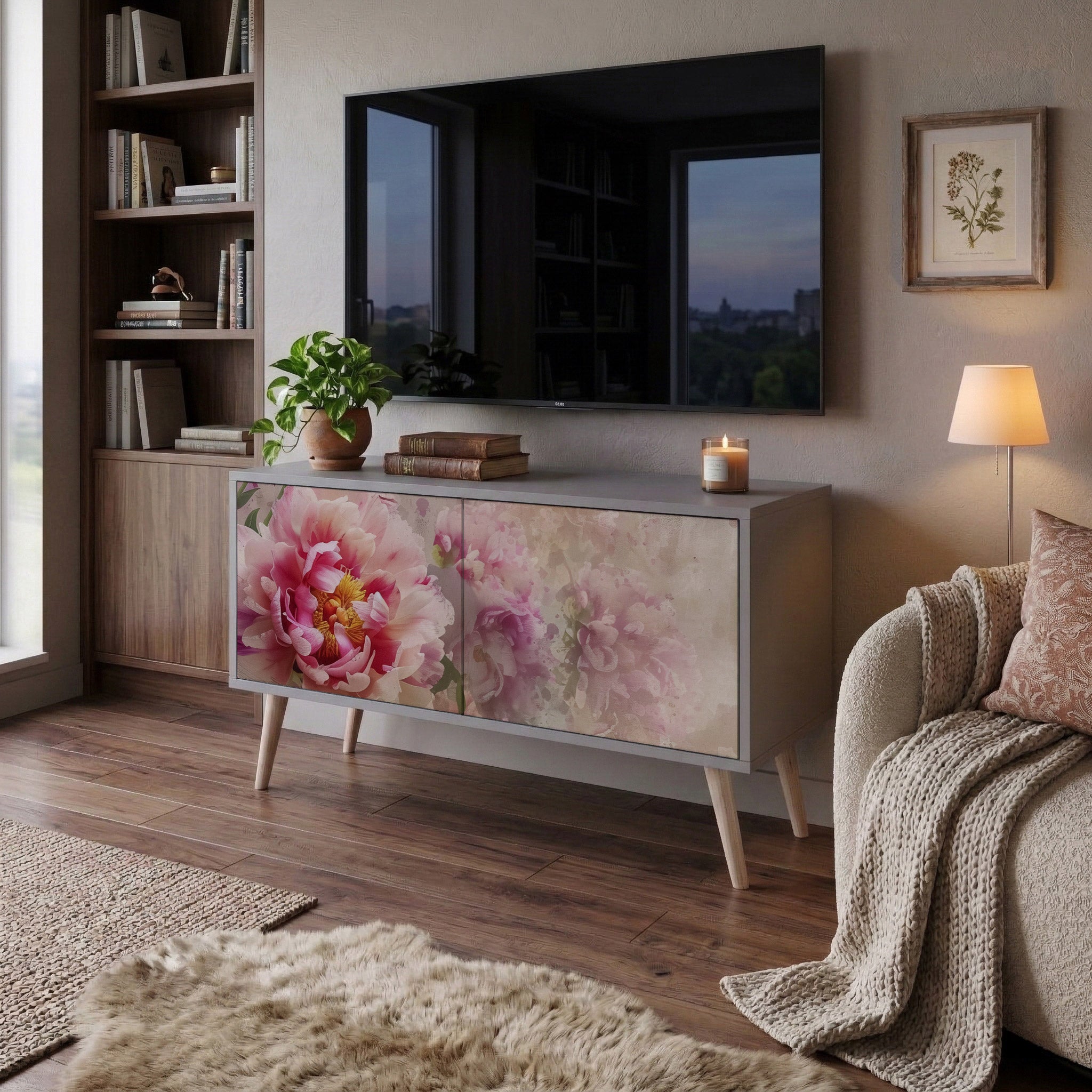 PEONY WHISPER Compact 2-Door TV Cabinet