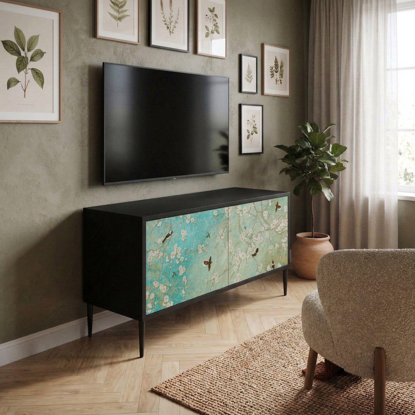 BLOOMING CHARM Compact 2-Door TV Cabinet