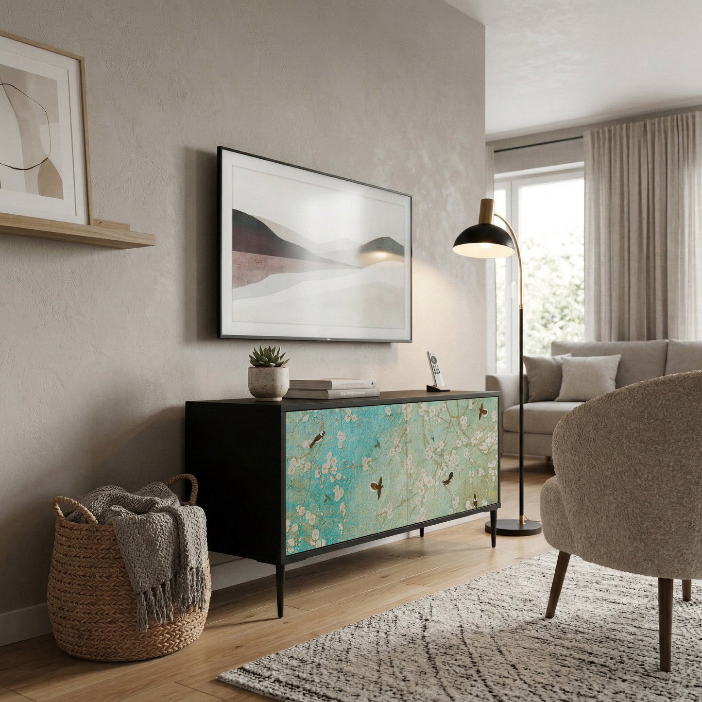 BLOOMING CHARM Compact 2-Door TV Cabinet
