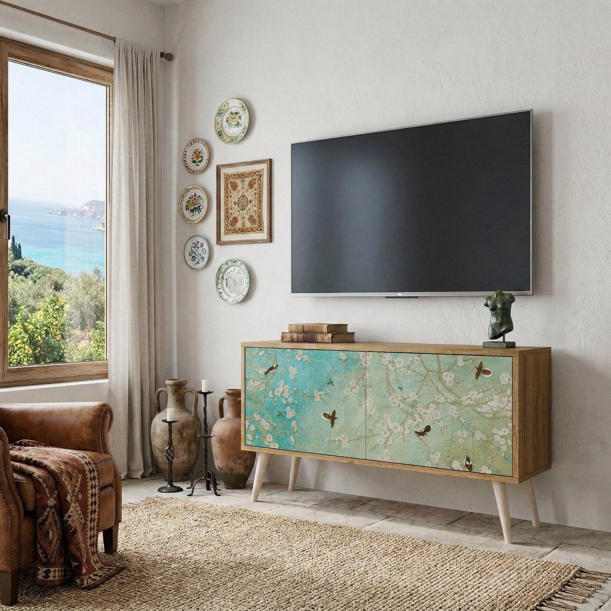 BLOOMING CHARM Compact 2-Door TV Cabinet