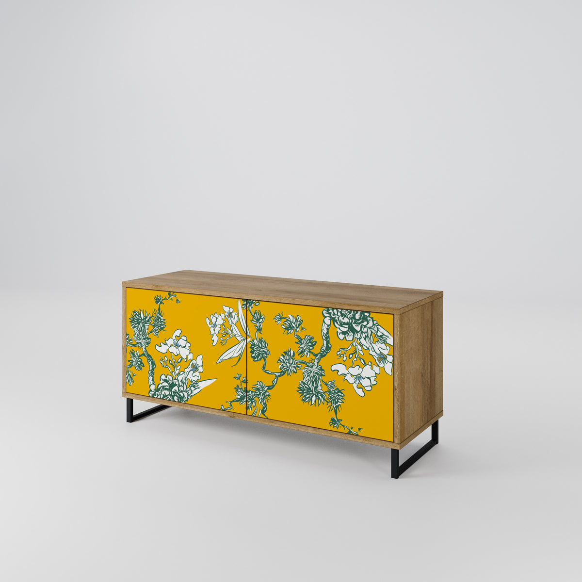 YELLOW CHINOISERIE Compact 2-Door TV Cabinet