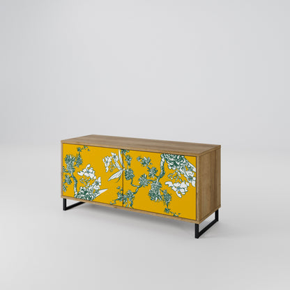 YELLOW CHINOISERIE Compact 2-Door TV Cabinet