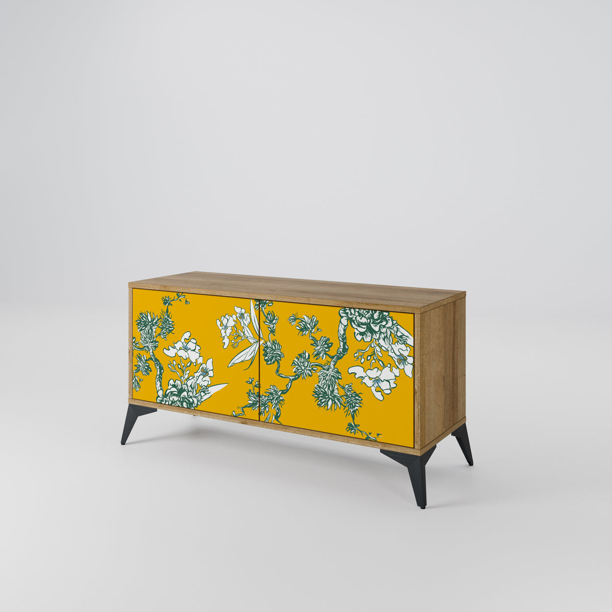 YELLOW CHINOISERIE Compact 2-Door TV Cabinet