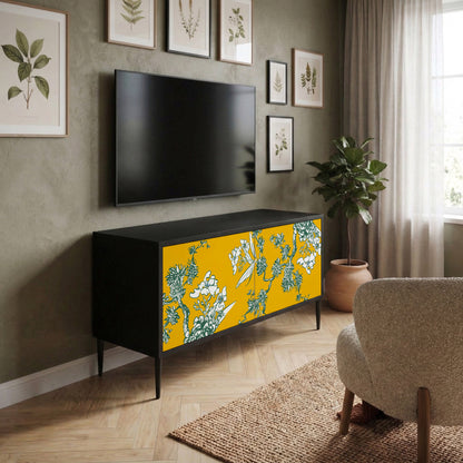 YELLOW CHINOISERIE Compact 2-Door TV Cabinet