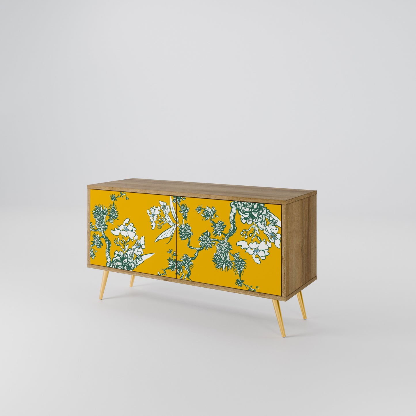 YELLOW CHINOISERIE Compact 2-Door TV Cabinet