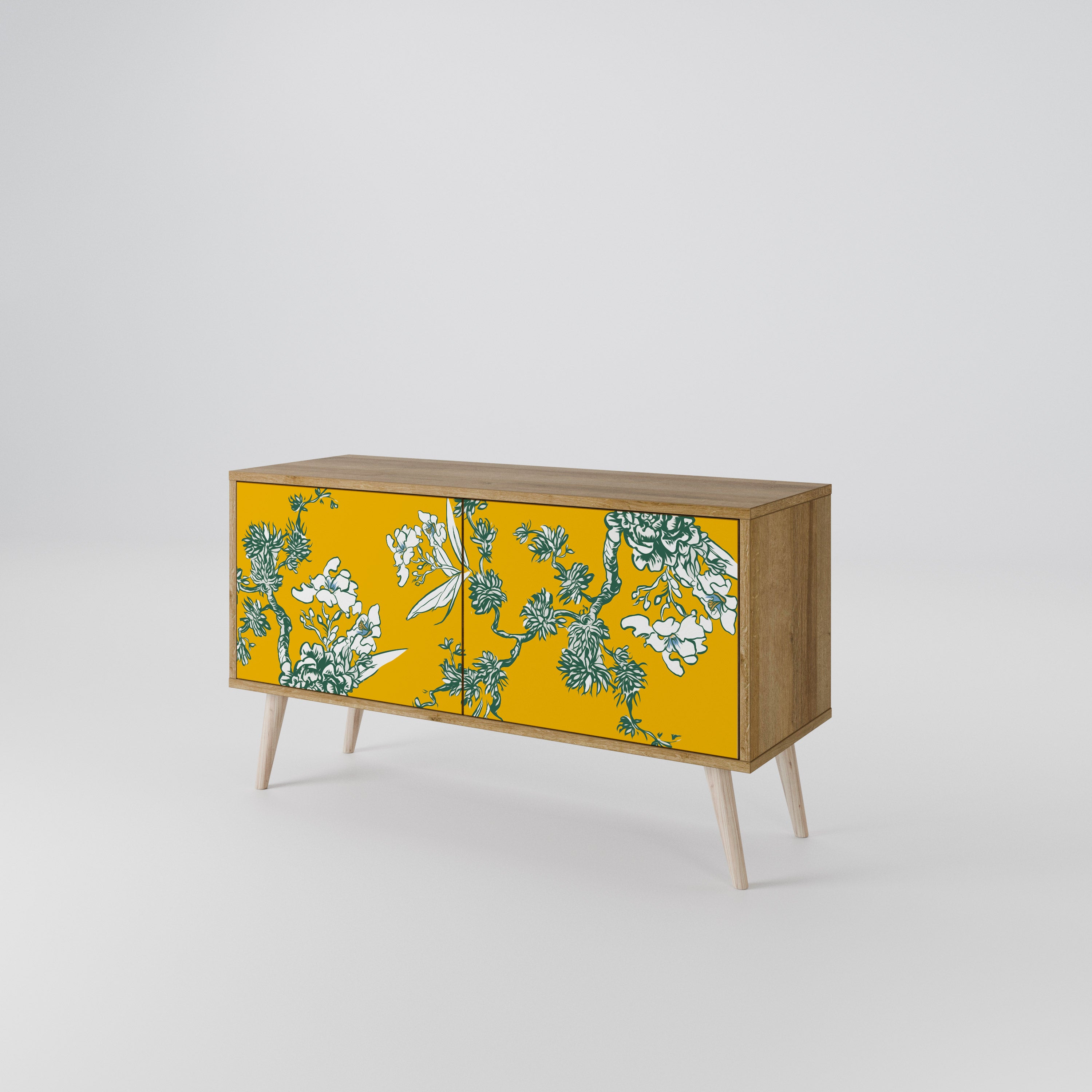 YELLOW CHINOISERIE Compact 2-Door TV Cabinet