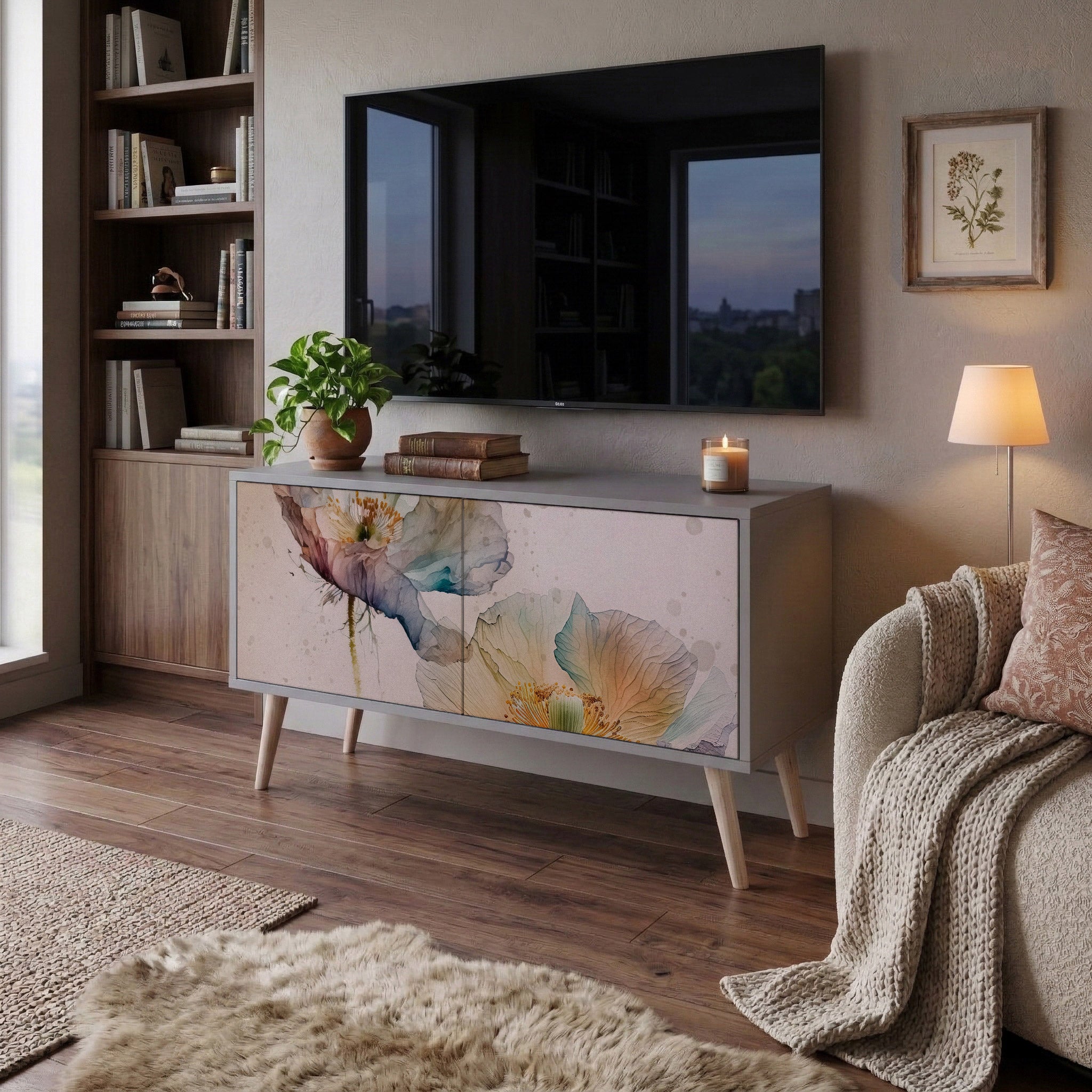 SOFTEN POPPY Compact 2-Door TV Cabinet