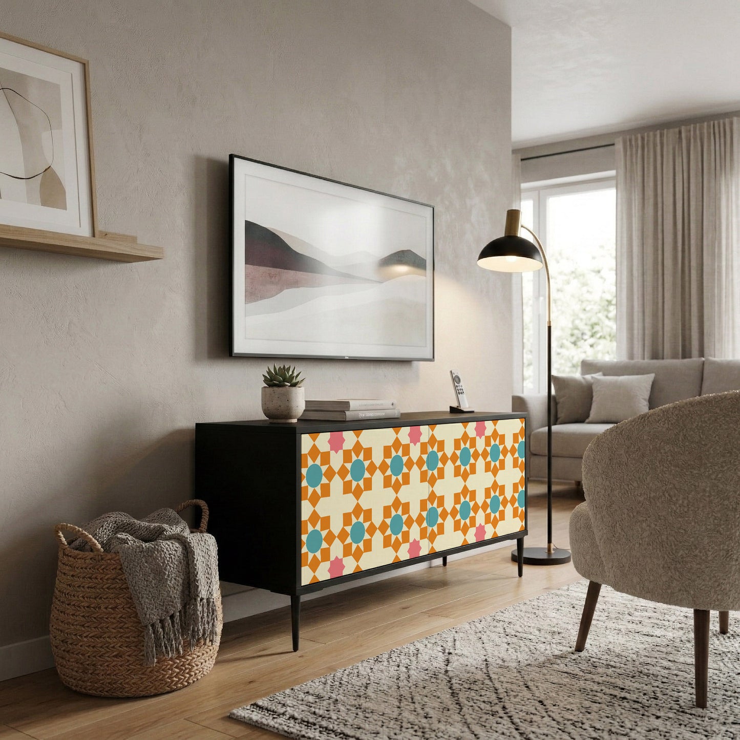 FLORAL DECOR Compact 2-Door TV Cabinet