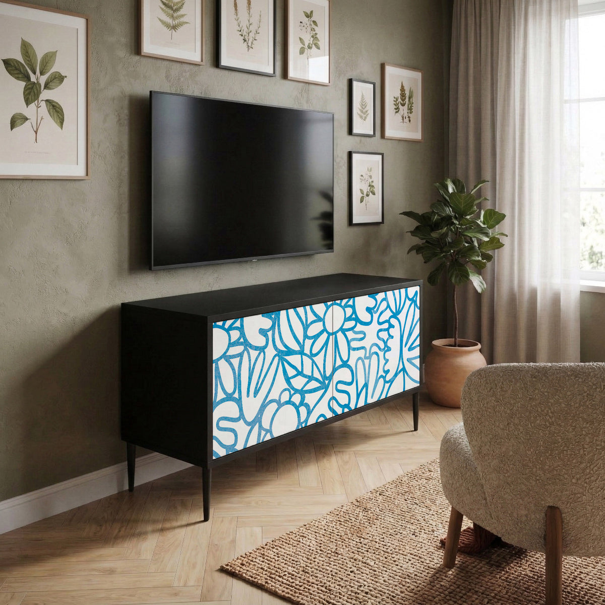 BLOOMY MORNING Compact 2-Door TV Cabinet