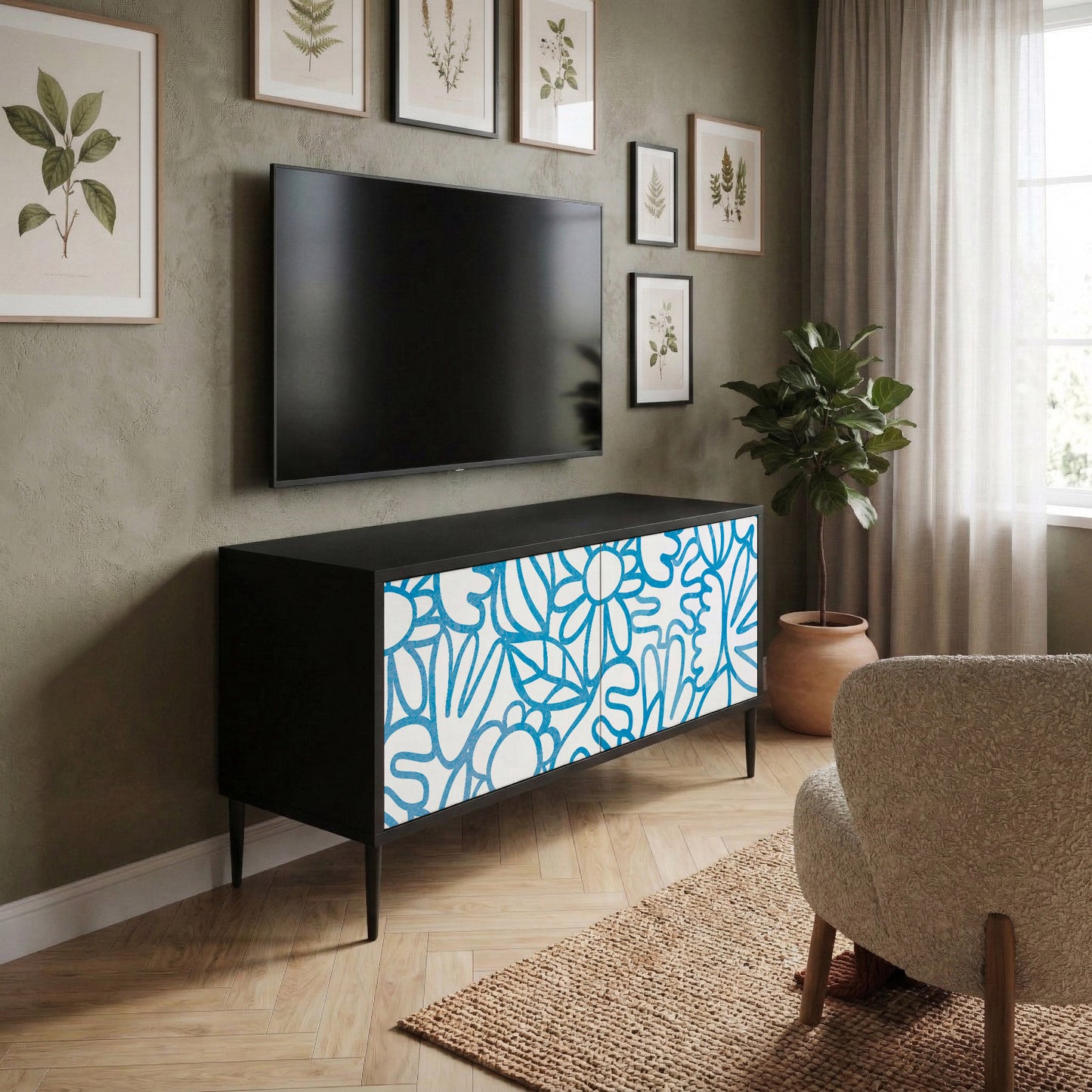BLOOMY MORNING Compact 2-Door TV Cabinet