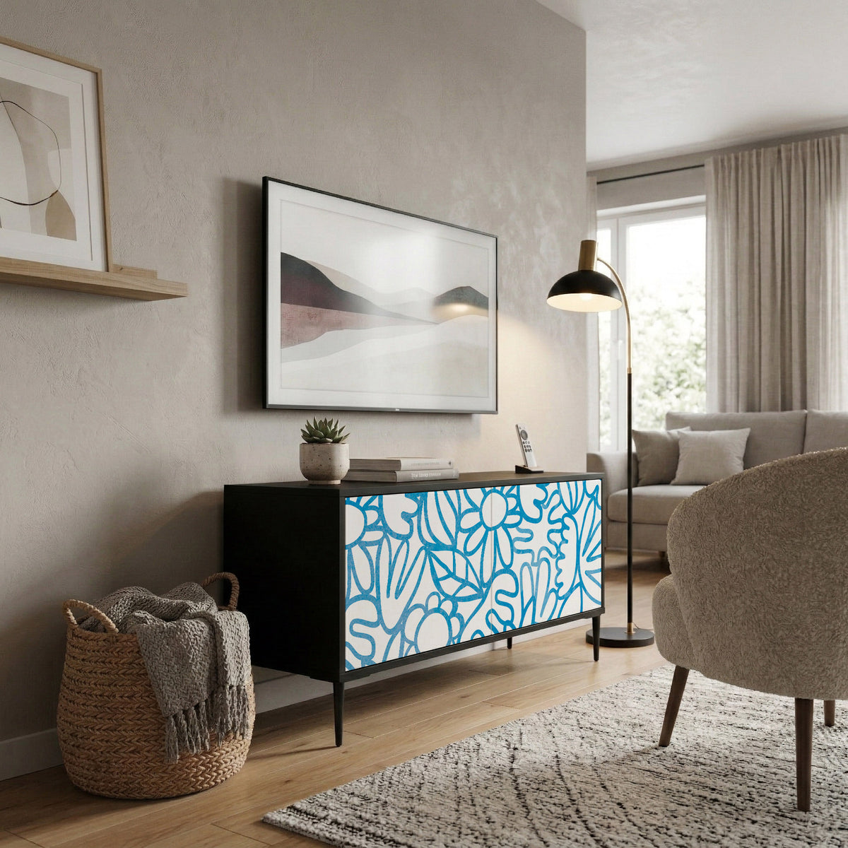 BLOOMY MORNING Compact 2-Door TV Cabinet