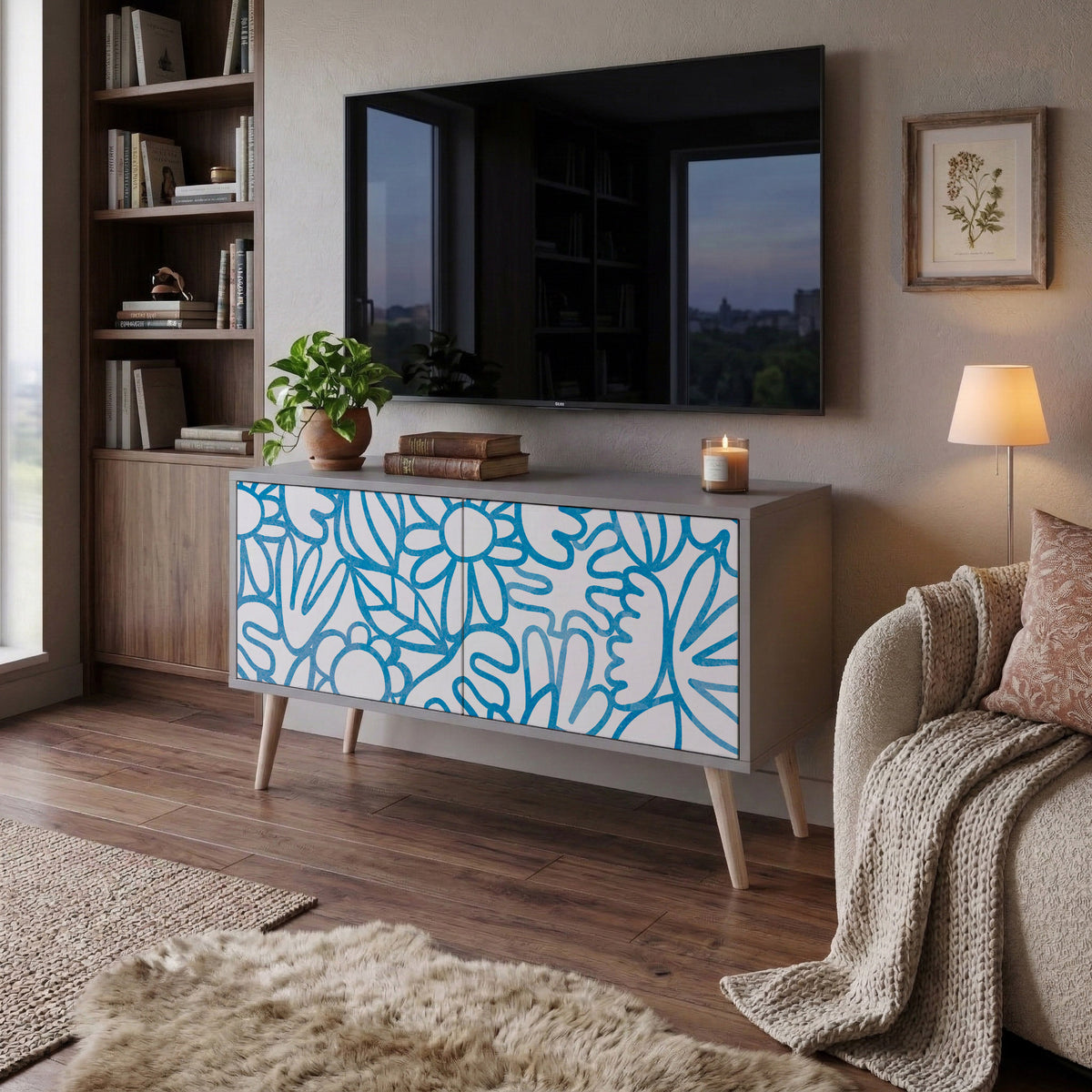 BLOOMY MORNING Compact 2-Door TV Cabinet