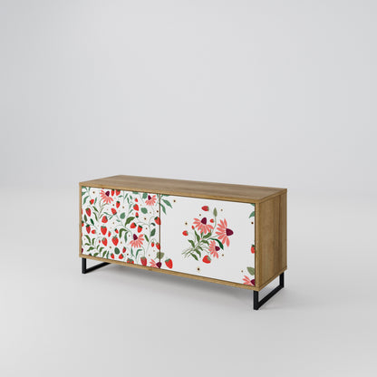 FLOWERS AND STRAWBERRIES Compact 2-Door TV Cabinet