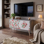 FLOWERS AND STRAWBERRIES Compact 2-Door TV Cabinet