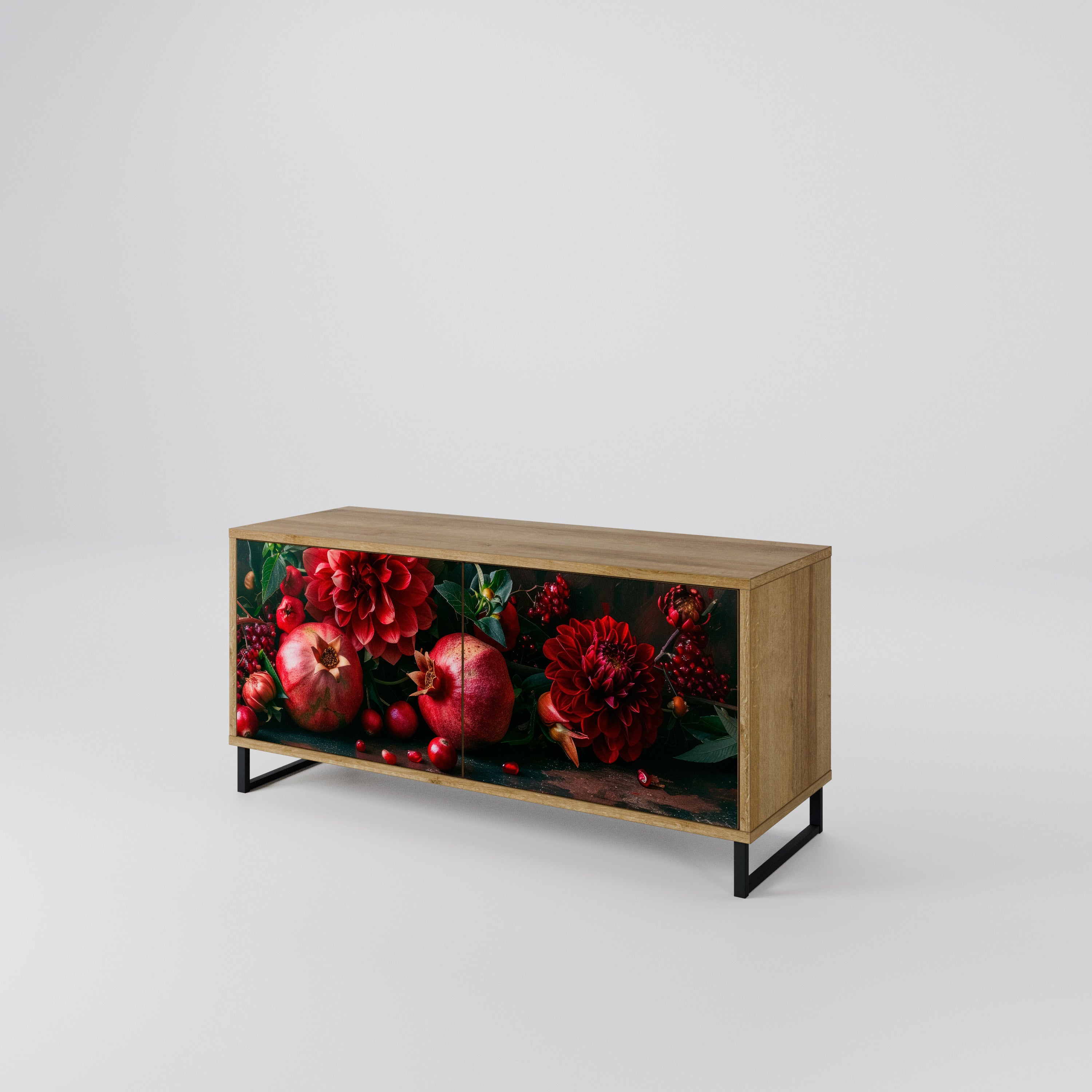 DAHLIAS AND POMEGRANATES Compact 2-Door TV Cabinet