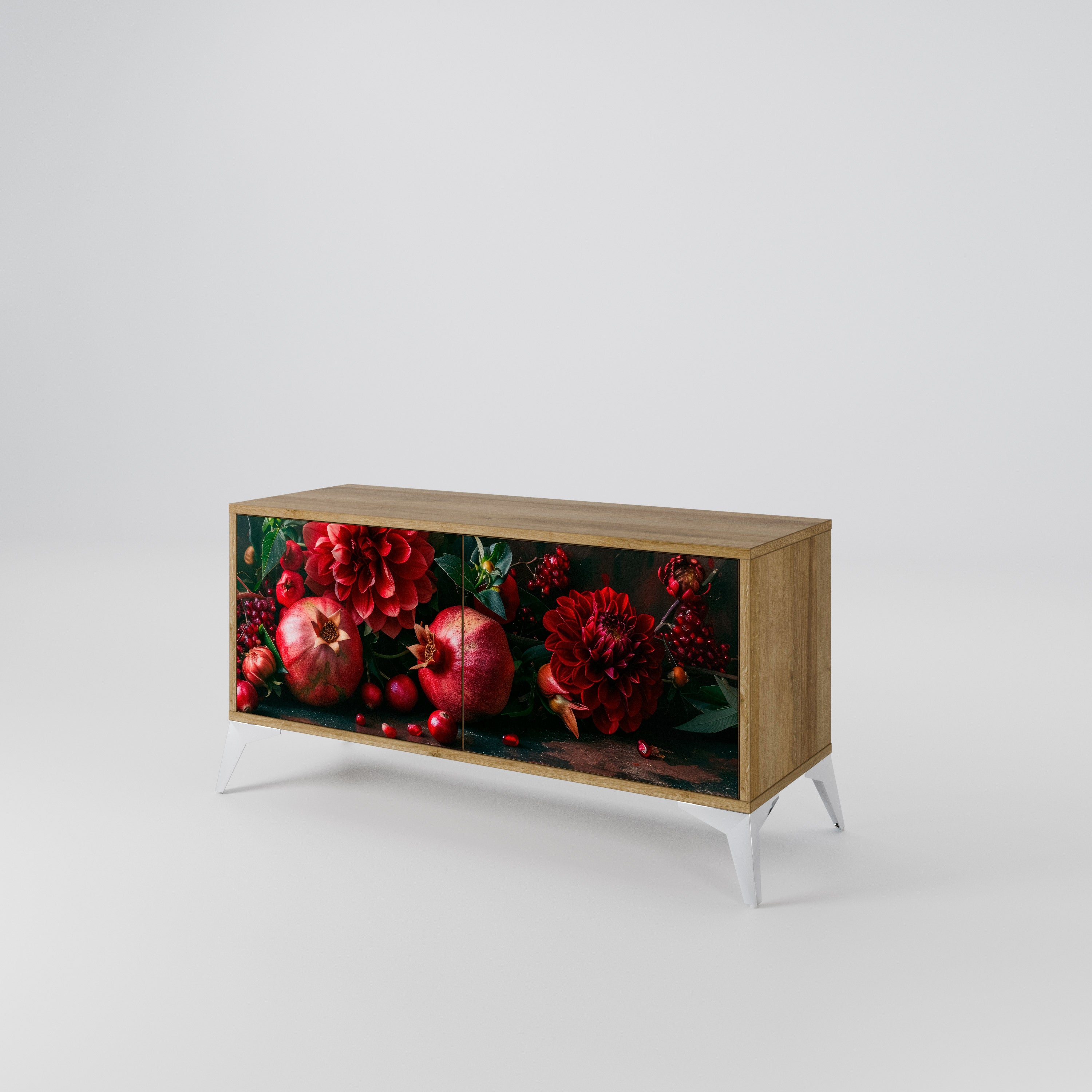 DAHLIAS AND POMEGRANATES Compact 2-Door TV Cabinet