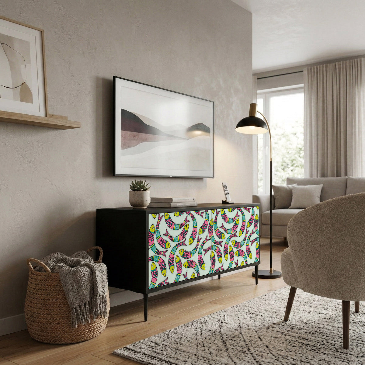INDIAN FISH Compact 2-Door TV Cabinet