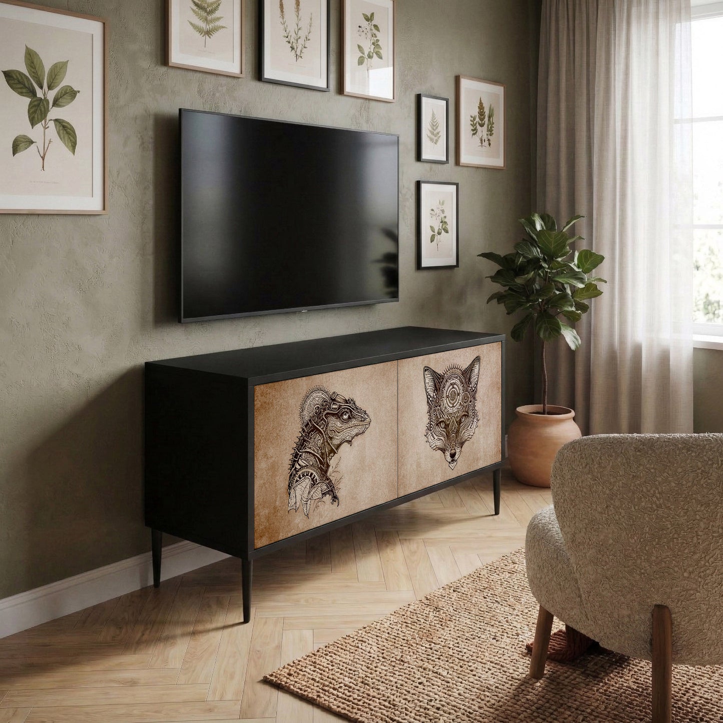 STEAMPUNK CLAN Compact 2-Door TV Cabinet