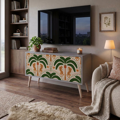 DANCING PREDATORS Compact 2-Door TV Cabinet