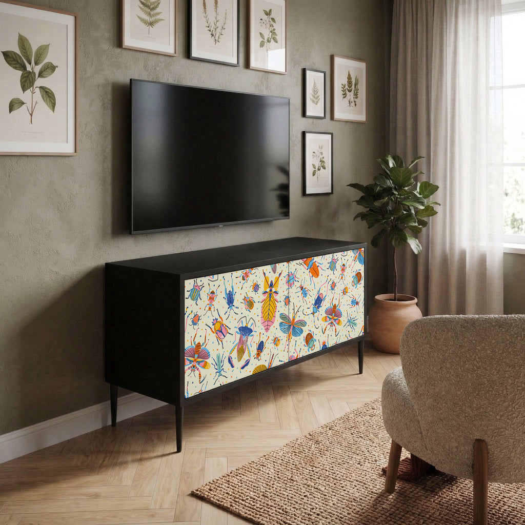 COLORFUL INSECTS Compact 2-Door TV Cabinet