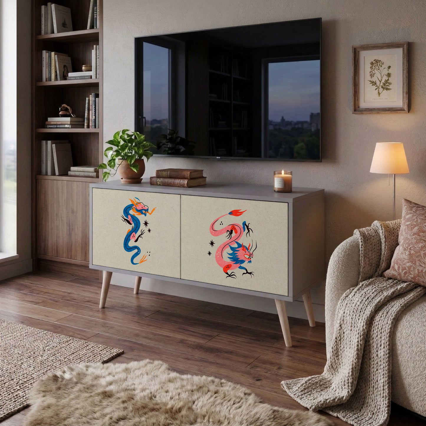 MYTHOLOGICAL CREATURES Compact 2-Door TV Cabinet