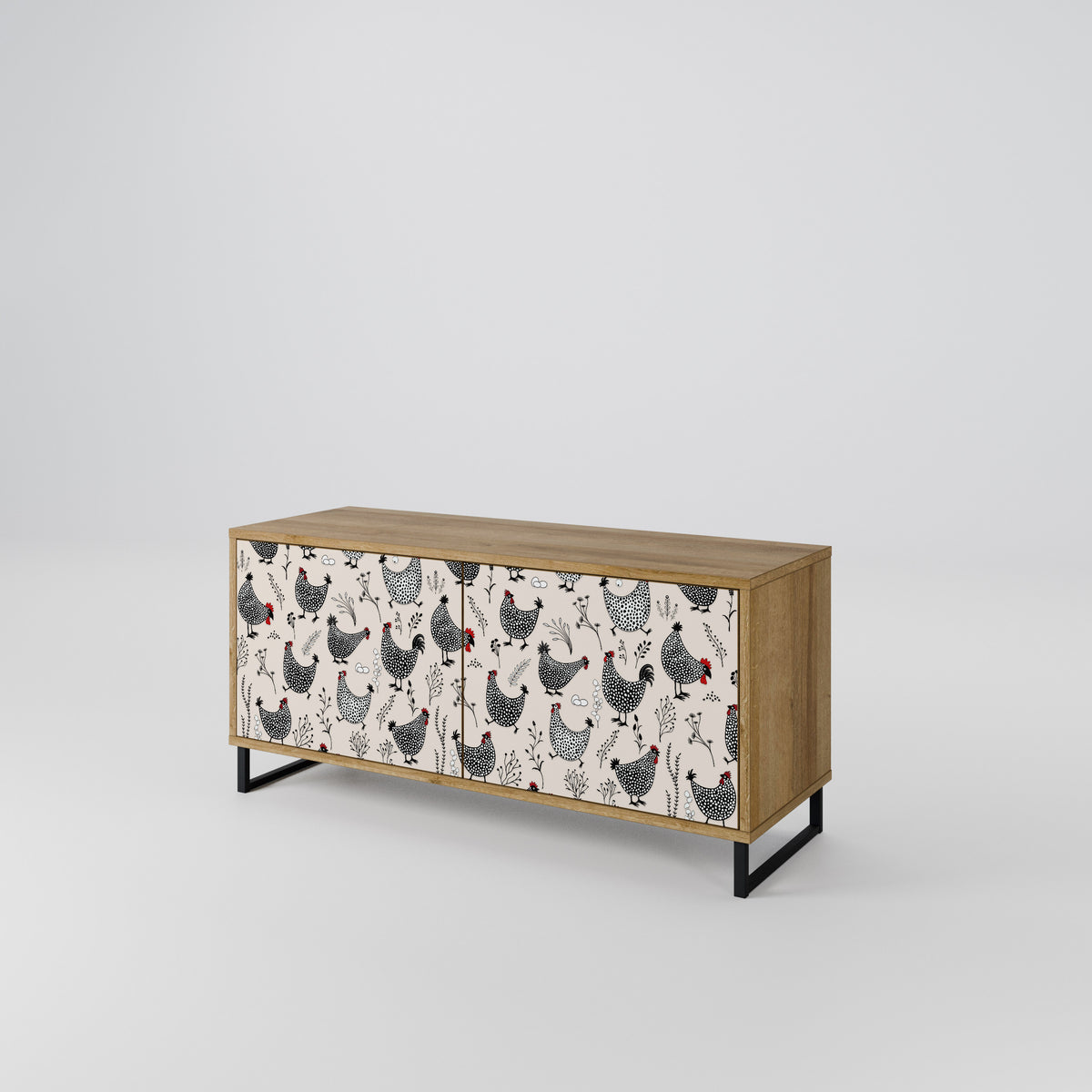 HAPPY HENS Compact 2-Door TV Cabinet