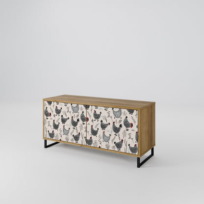 HAPPY HENS Compact 2-Door TV Cabinet