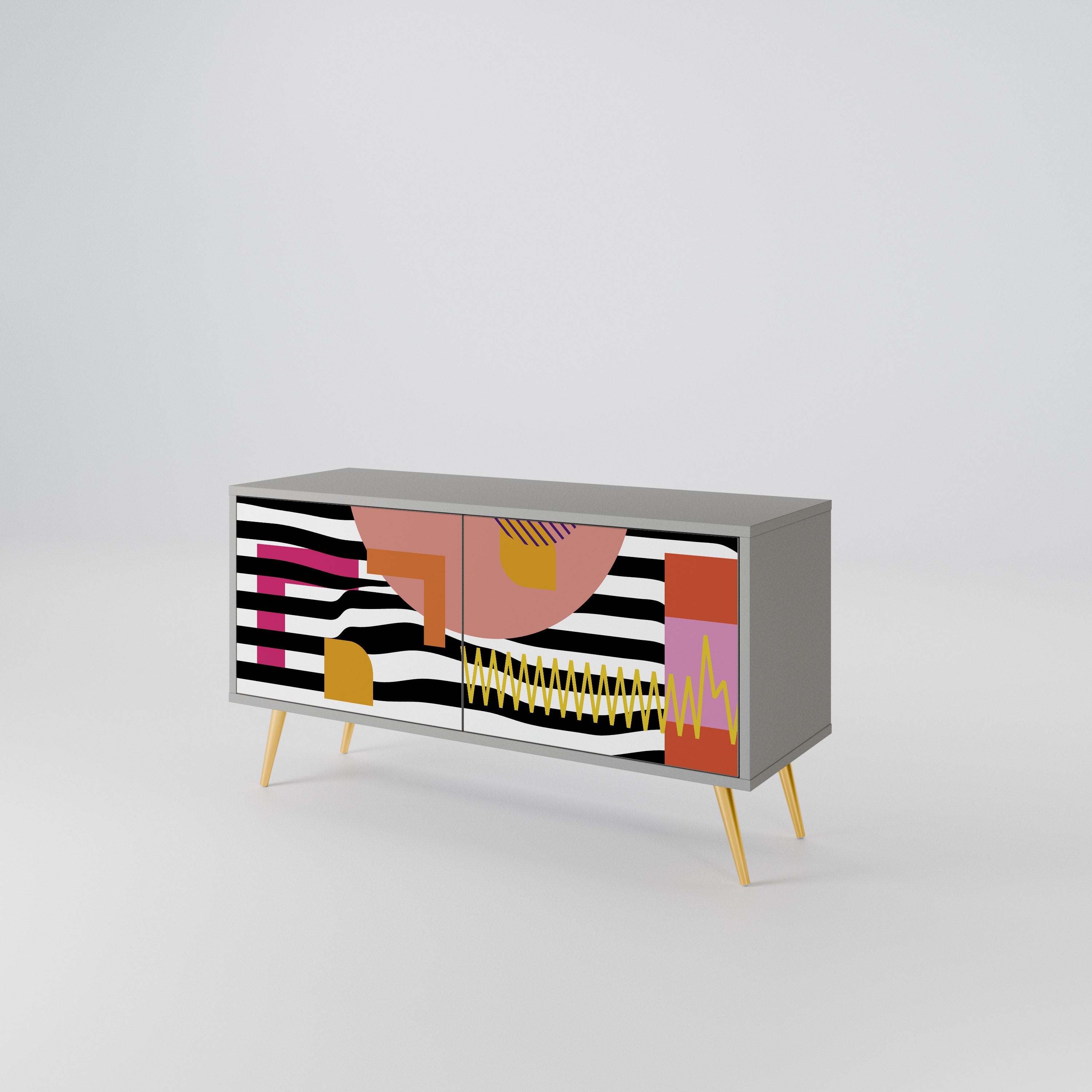 CHROMATIC ABSTRACT Compact 2-Door TV Cabinet