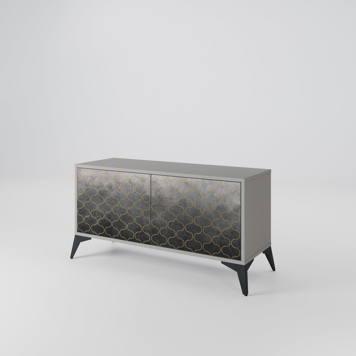 TESSELATED GRAYISH Compact 2-Door TV Cabinet