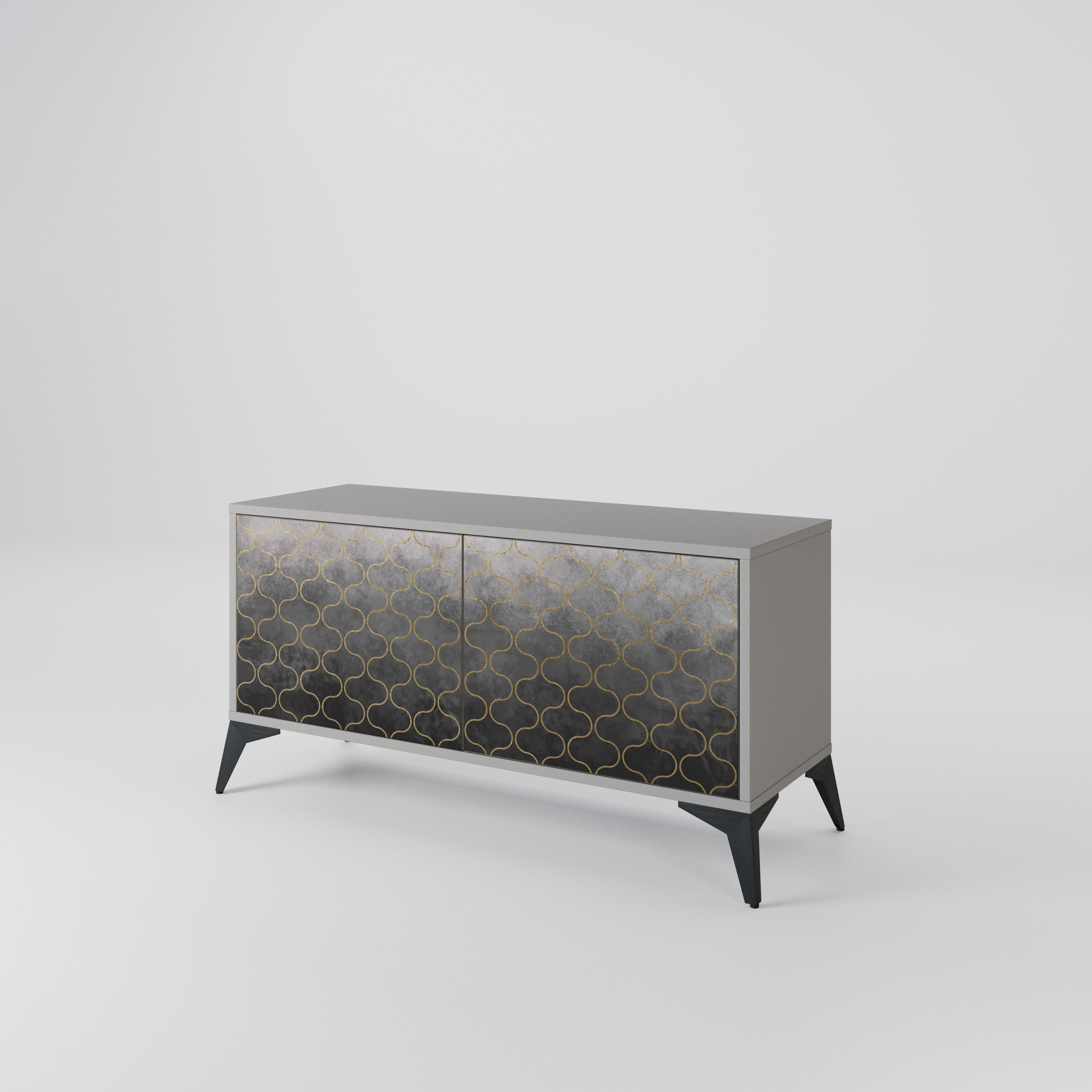 TESSELATED GRAYISH Compact 2-Door TV Cabinet