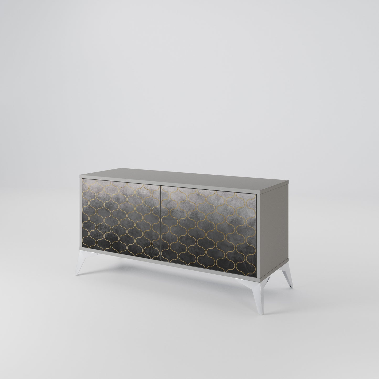 TESSELATED GRAYISH Compact 2-Door TV Cabinet