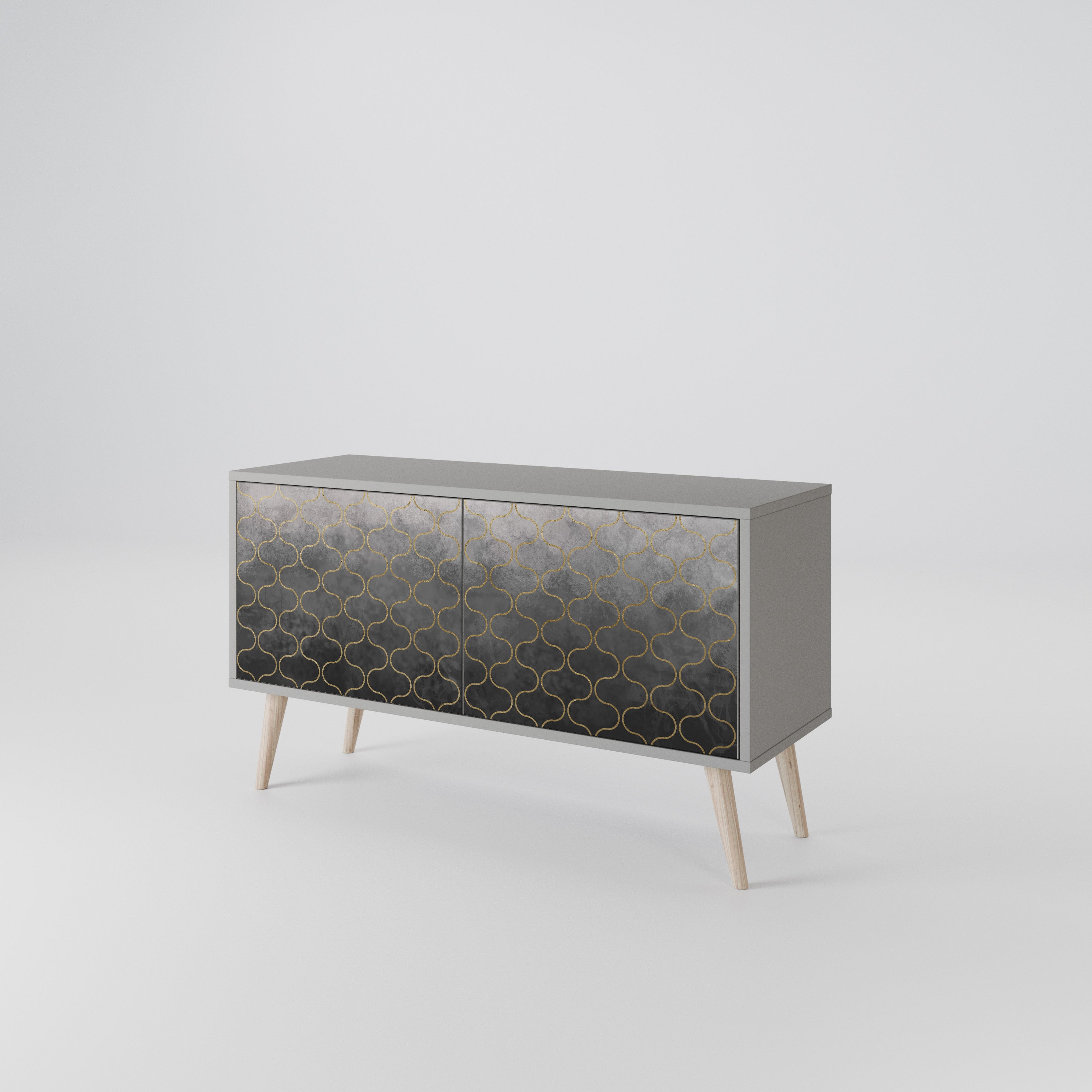 TESSELATED GRAYISH Compact 2-Door TV Cabinet