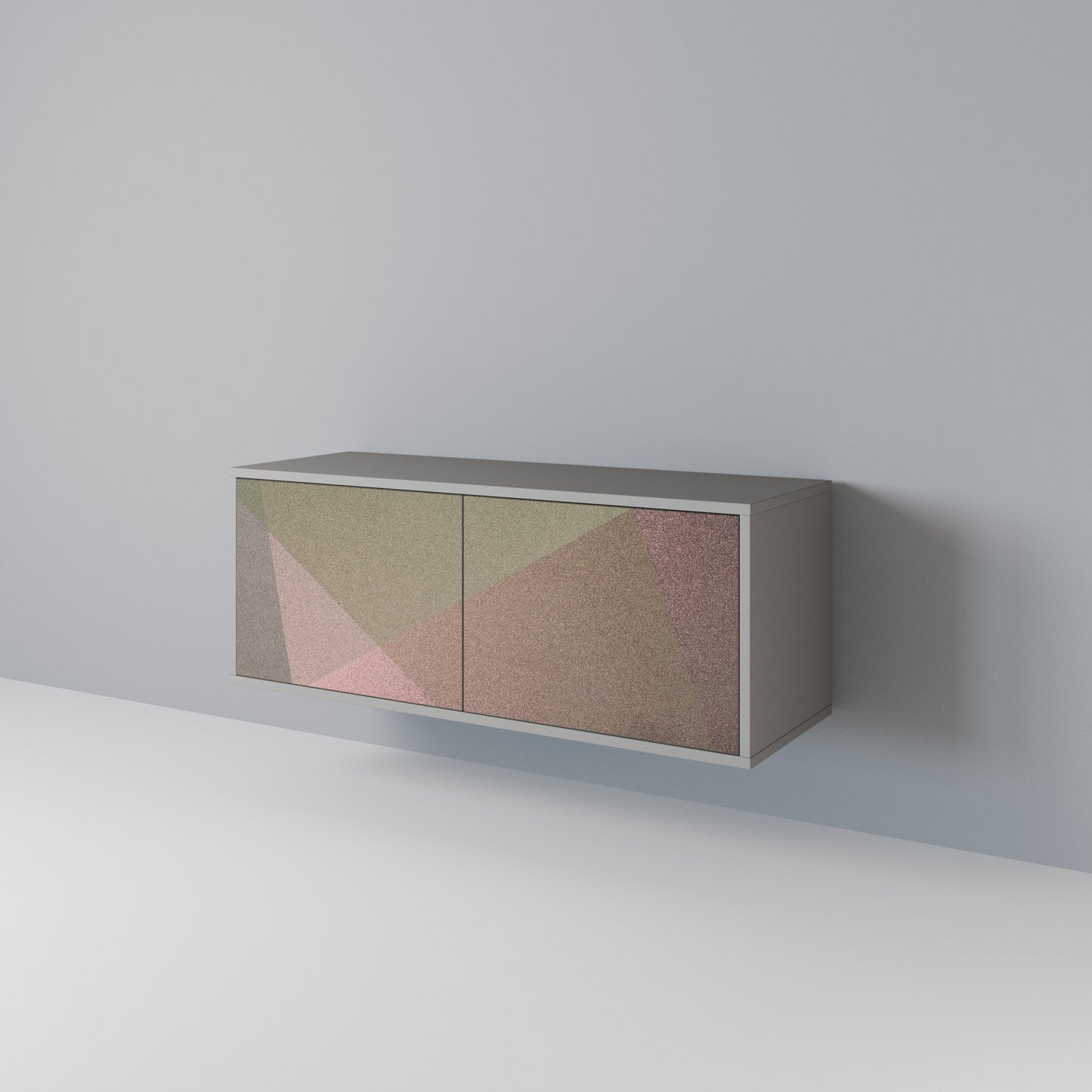 BEIGE GEOMETRY Compact 2-Door TV Cabinet