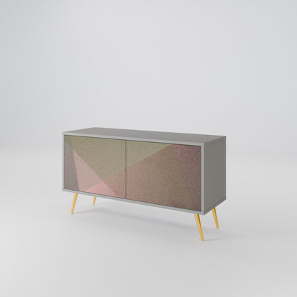 BEIGE GEOMETRY Compact 2-Door TV Cabinet