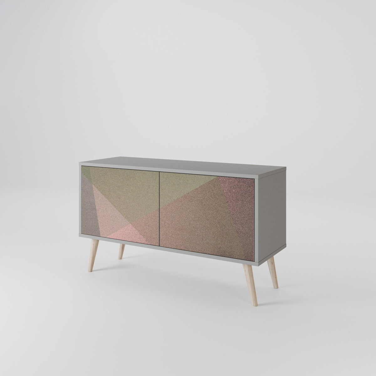 BEIGE GEOMETRY Compact 2-Door TV Cabinet
