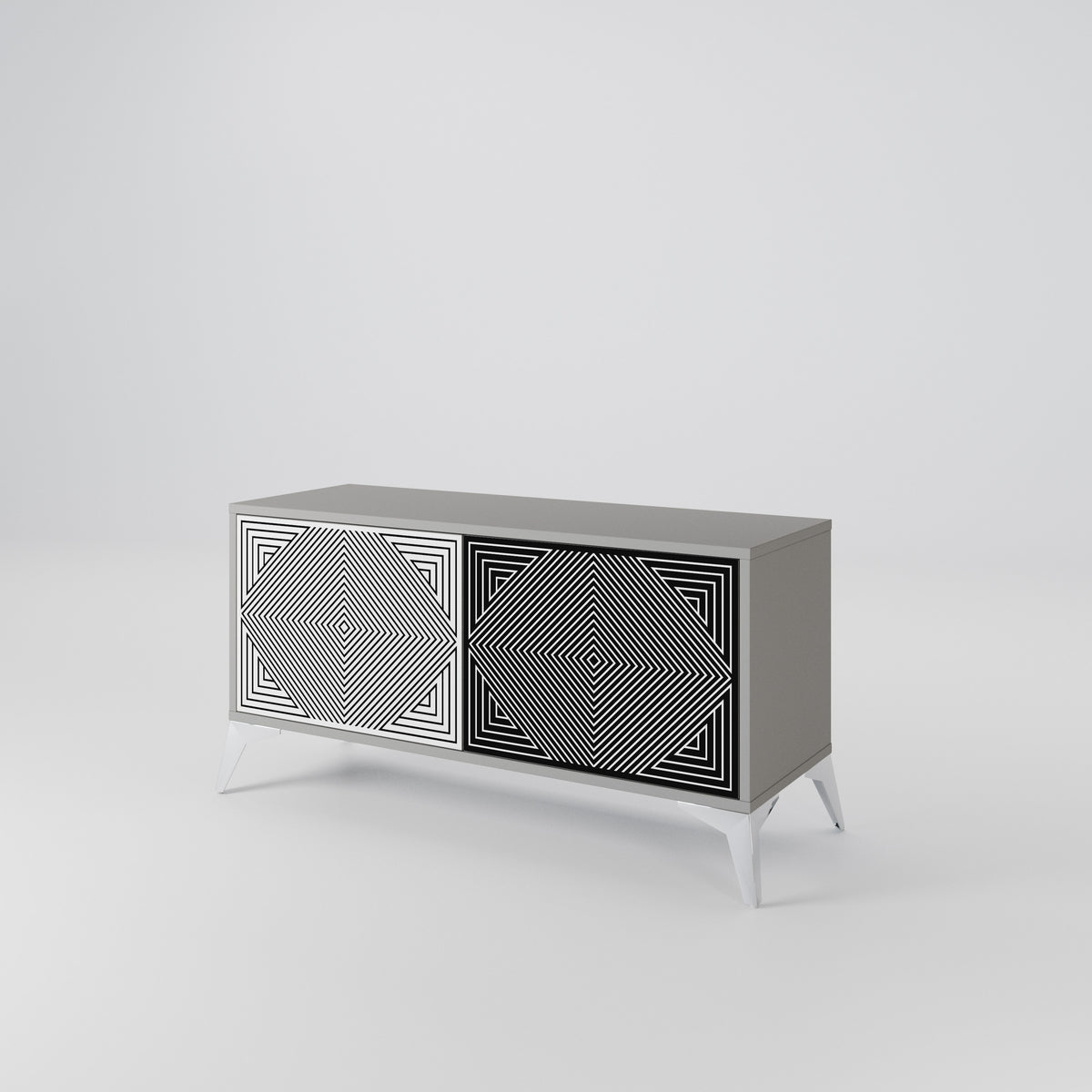 POLYGON ILLUSION Compact 2-Door TV Cabinet