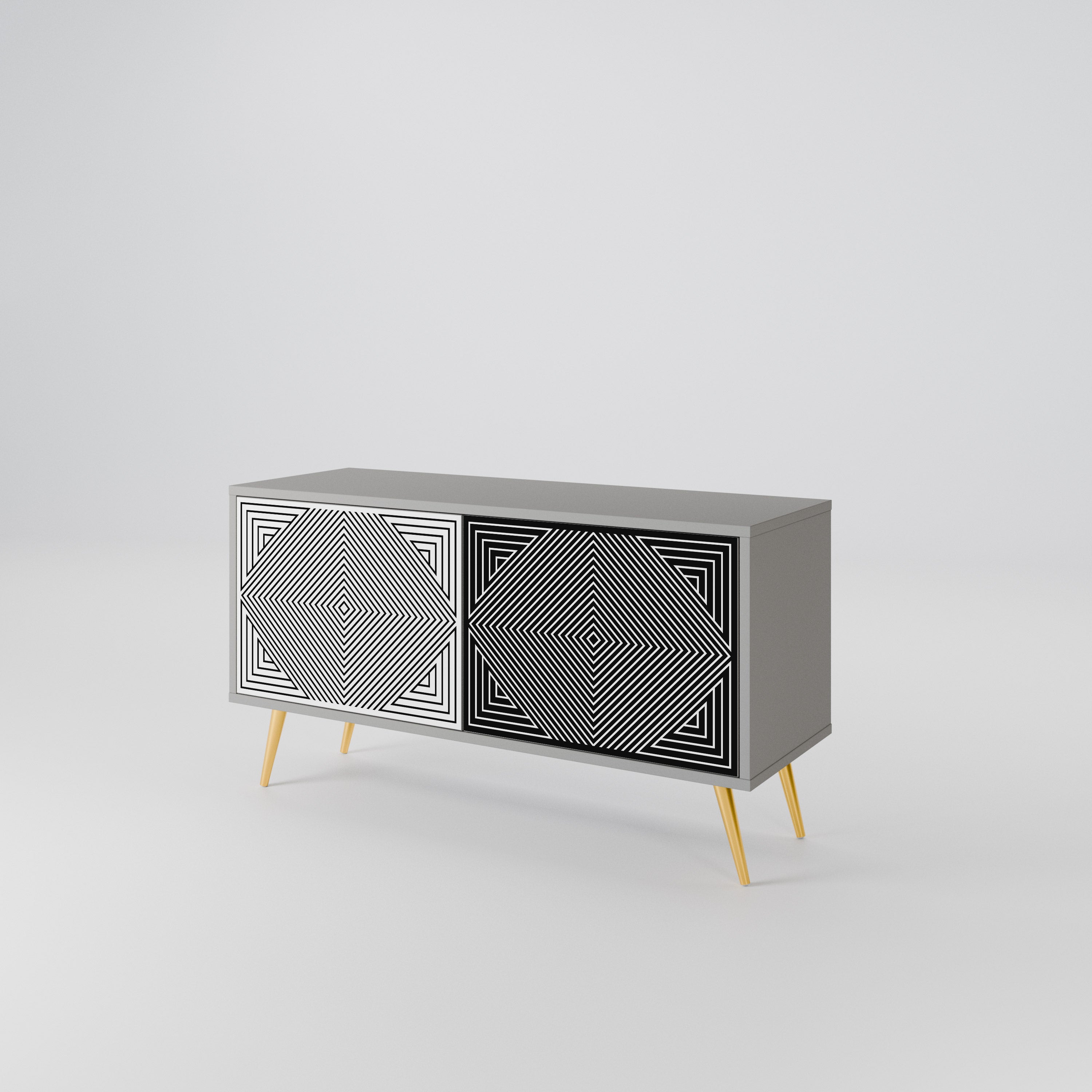 POLYGON ILLUSION Compact 2-Door TV Cabinet