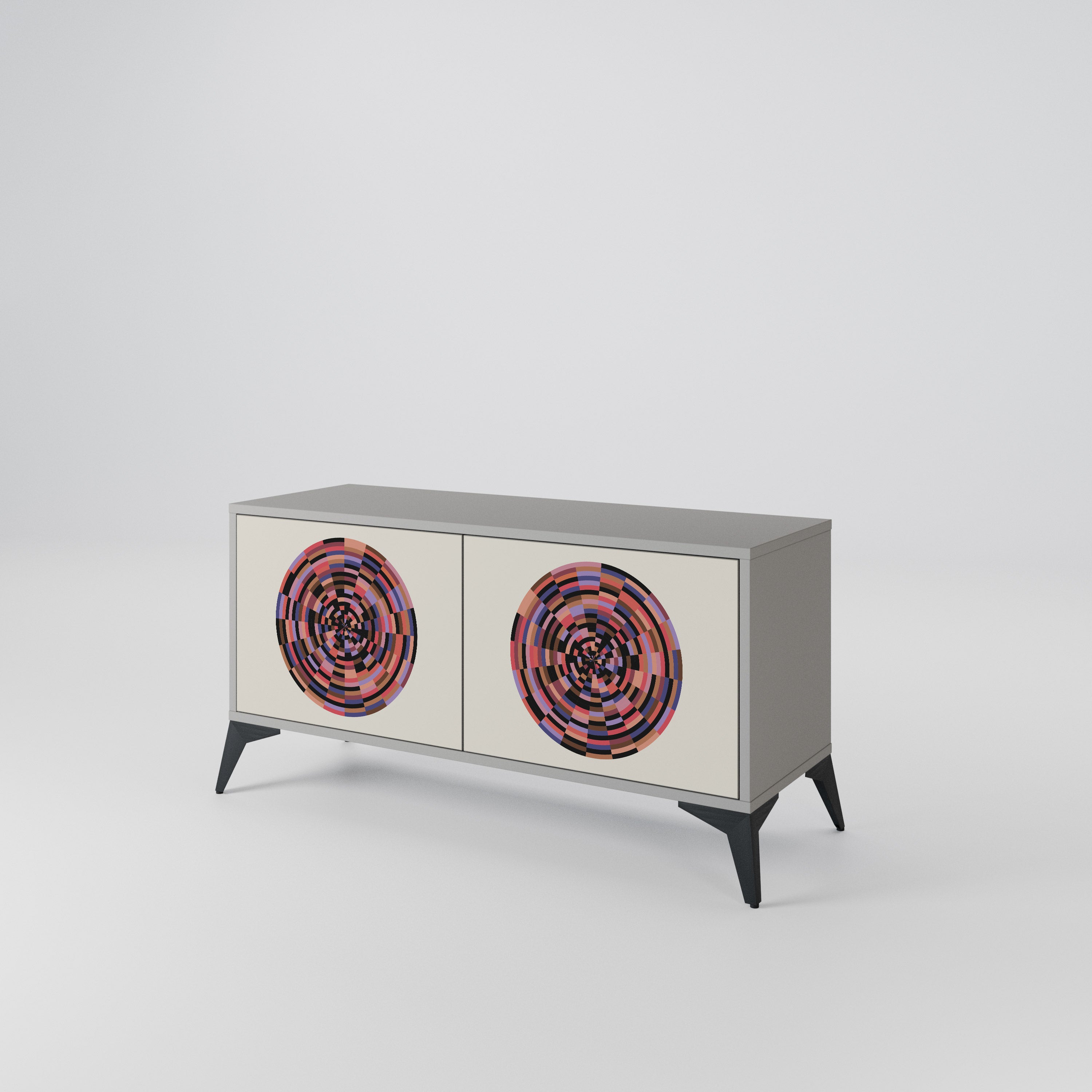 BROWN CIRCLES Compact 2-Door TV Cabinet