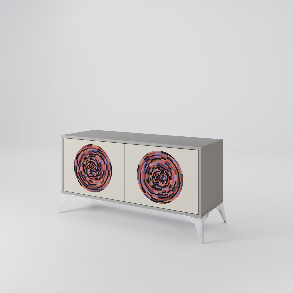 BROWN CIRCLES Compact 2-Door TV Cabinet