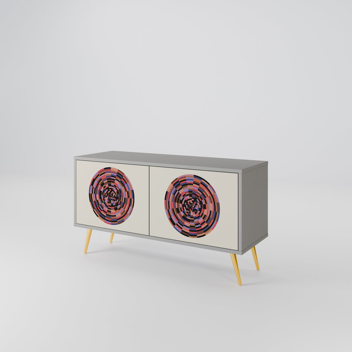 BROWN CIRCLES Compact 2-Door TV Cabinet