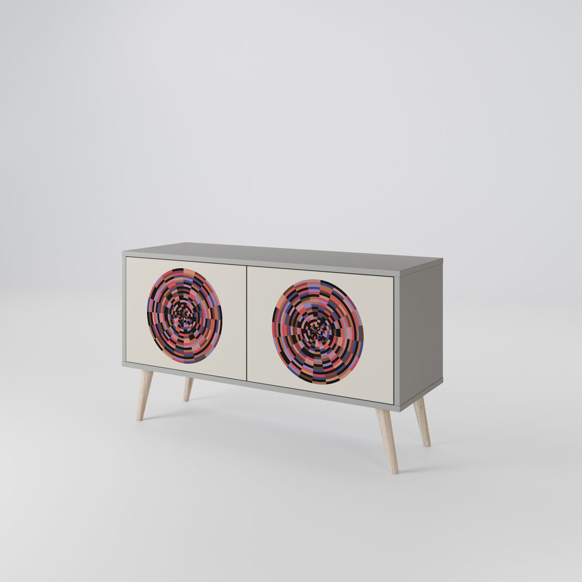 BROWN CIRCLES Compact 2-Door TV Cabinet