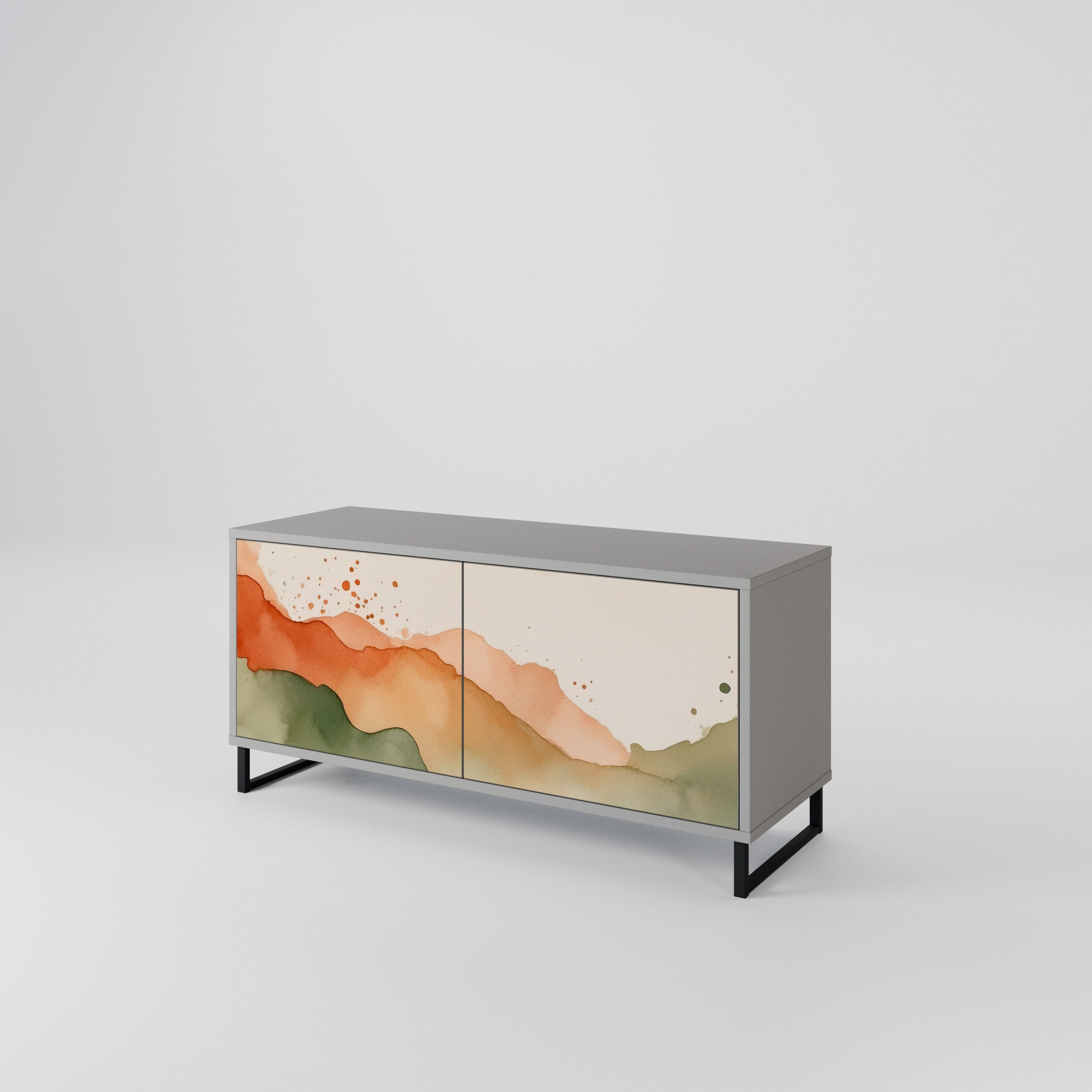 WATERCOLOUR PEAKS Compact 2-Door TV Cabinet