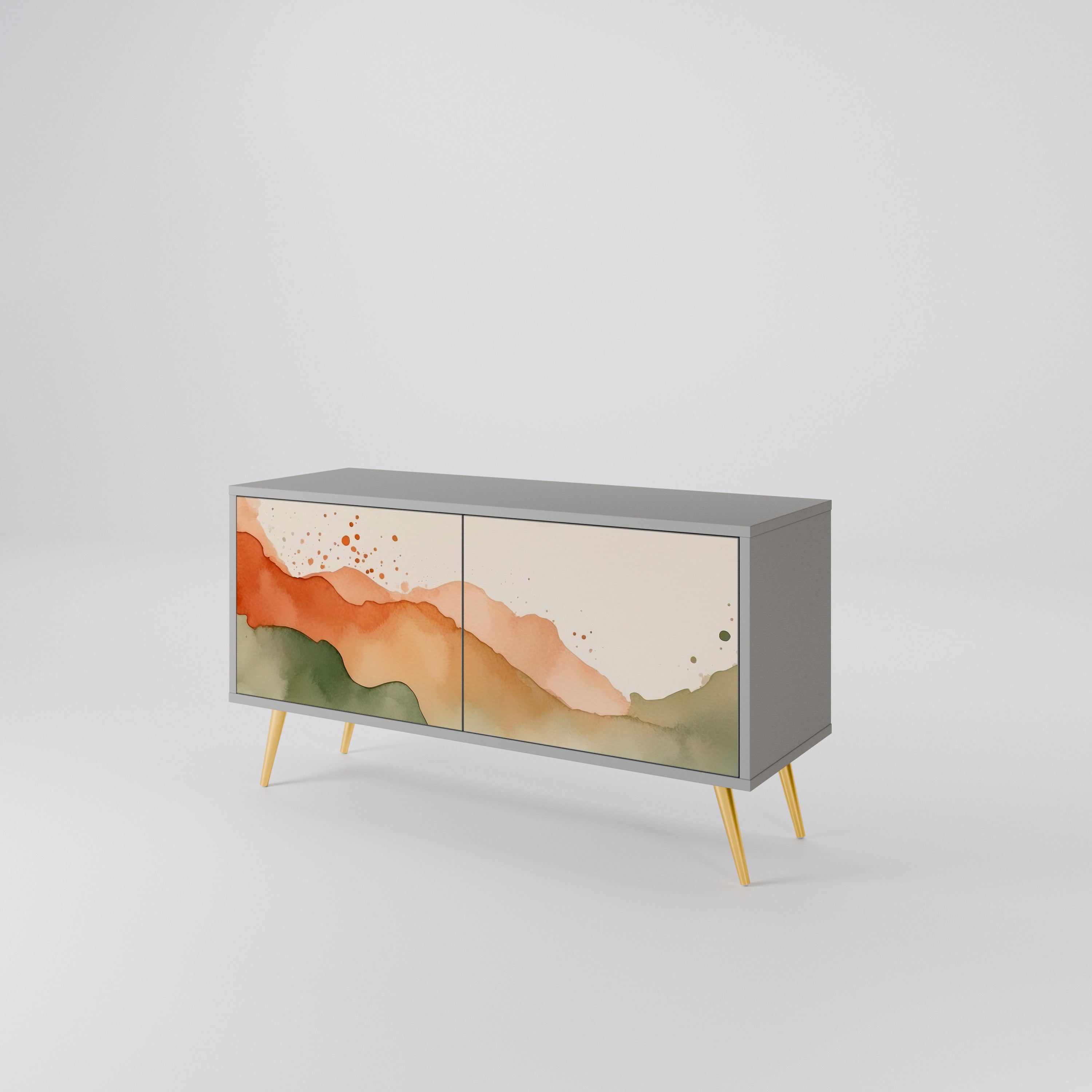 WATERCOLOUR PEAKS Compact 2-Door TV Cabinet