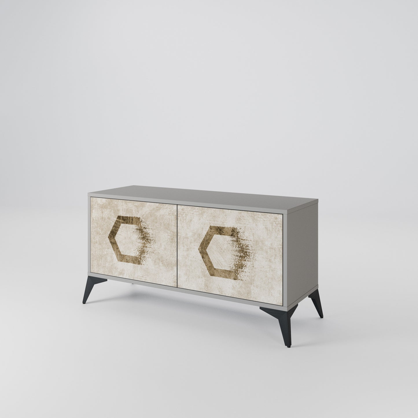 HEXAGONAL SHAPES Compact 2-Door TV Cabinet