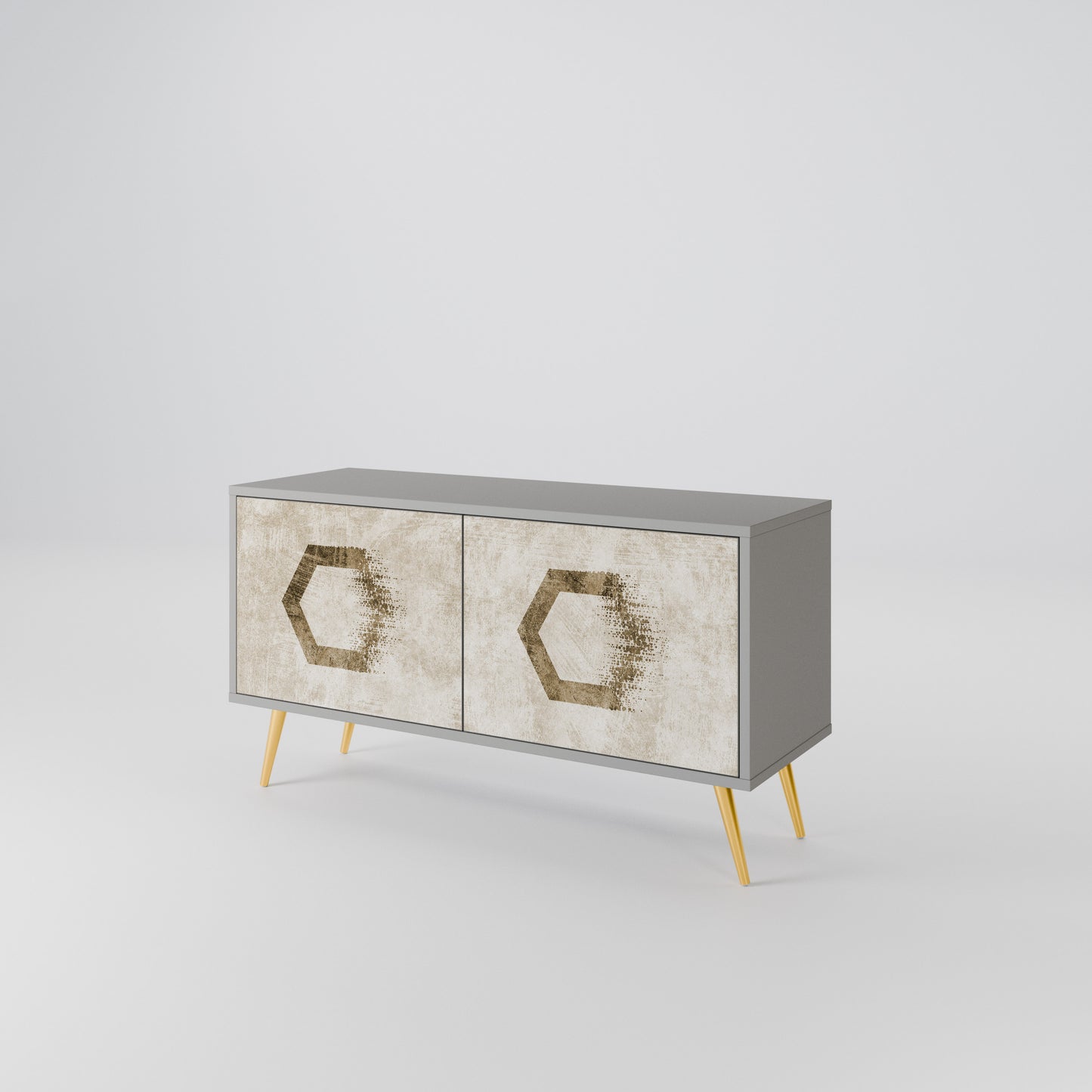HEXAGONAL SHAPES Compact 2-Door TV Cabinet