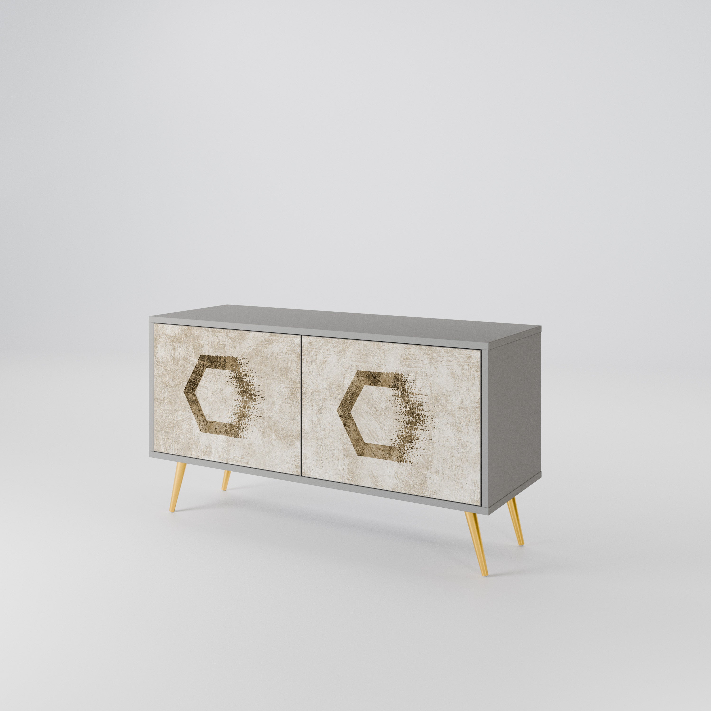 HEXAGONAL SHAPES Compact 2-Door TV Cabinet