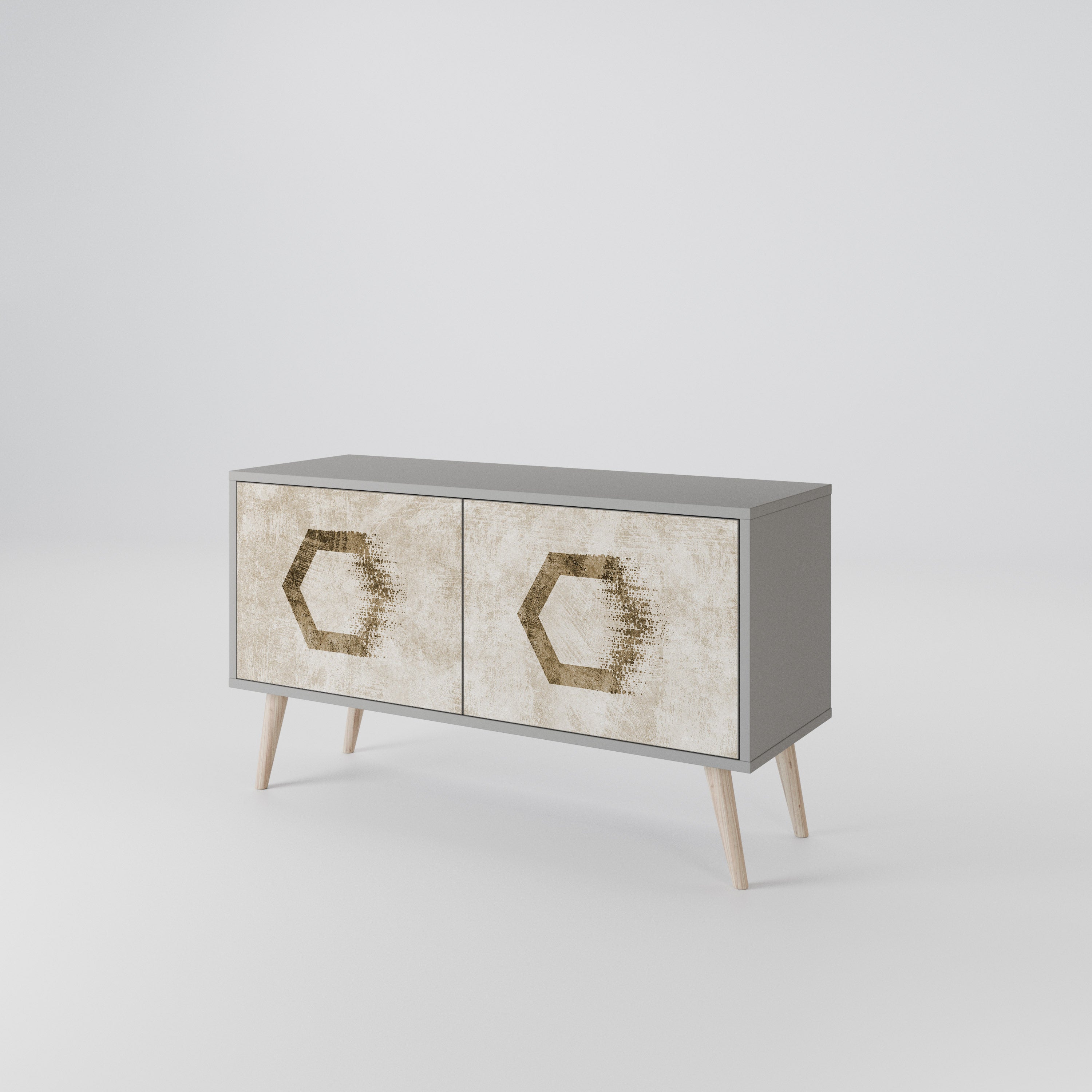 HEXAGONAL SHAPES Compact 2-Door TV Cabinet